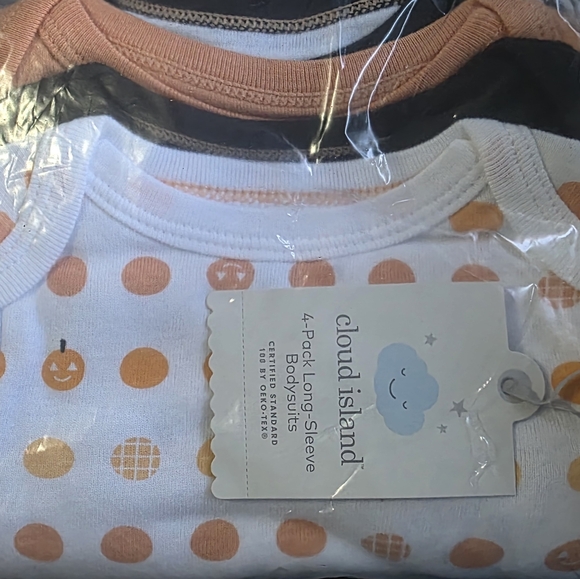 Cloud Island Orange and White Baby Onesies 4 Pack Set - Picture 3 of 3